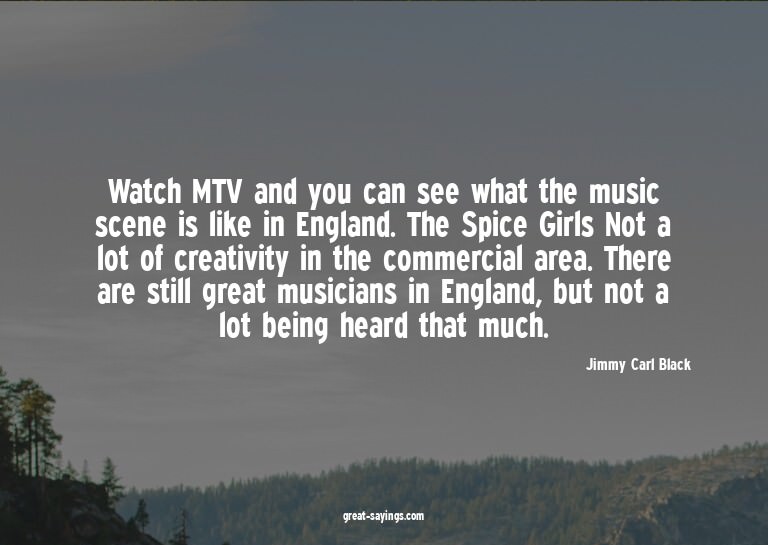 Watch MTV and you can see what the music scene is like