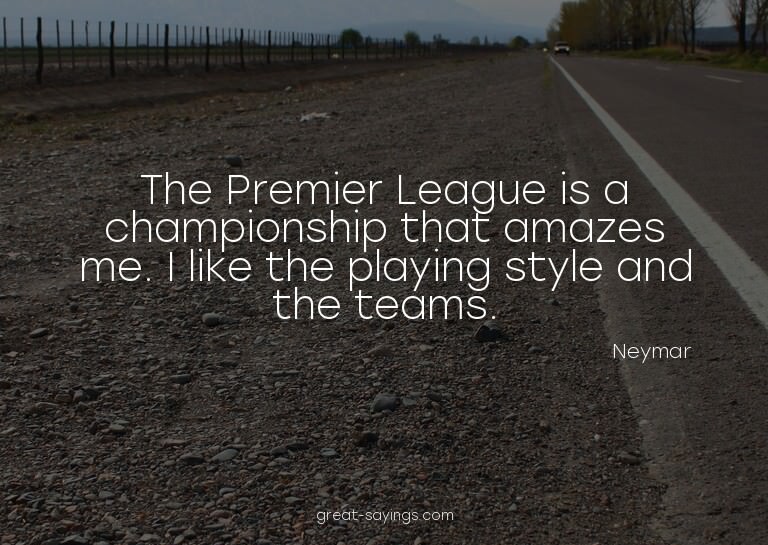 The Premier League is a championship that amazes me. I
