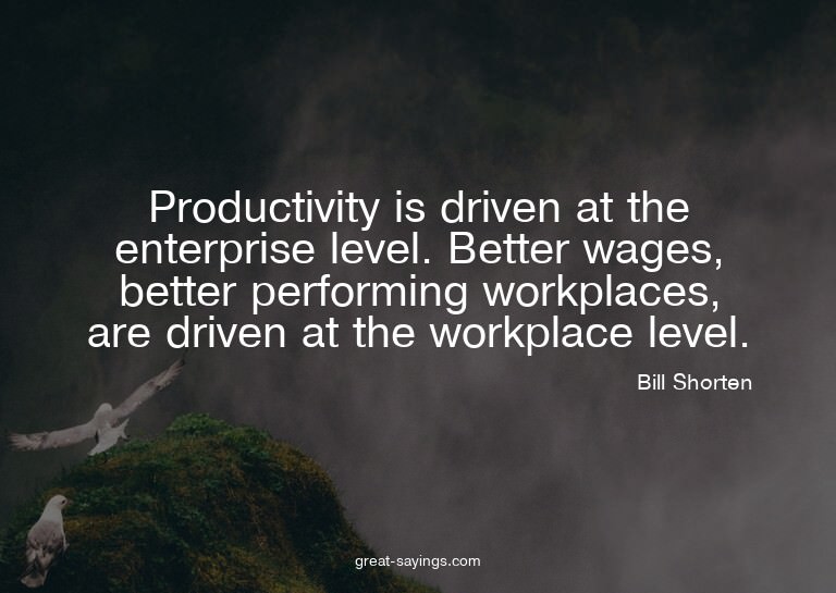 Productivity is driven at the enterprise level. Better