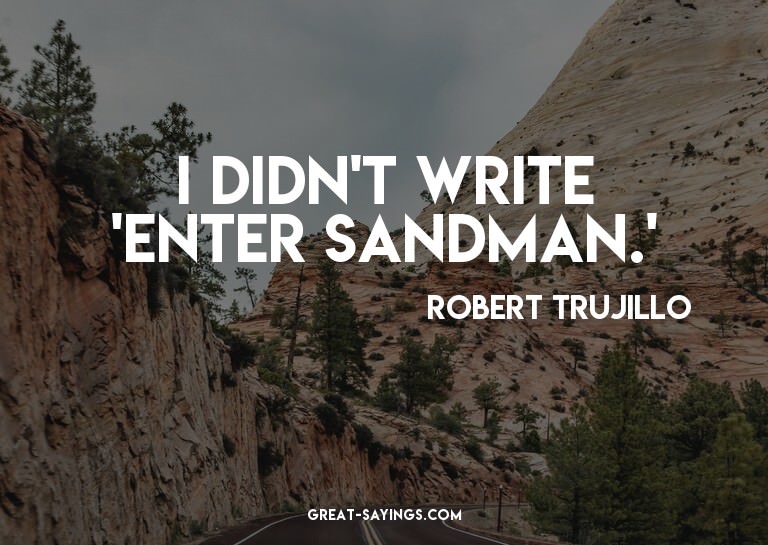 I didn't write 'Enter Sandman.'

