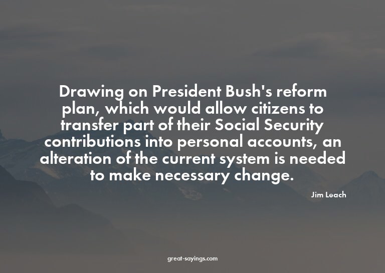 Drawing on President Bush's reform plan, which would al