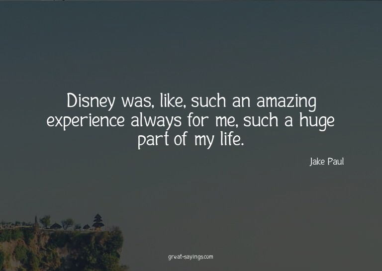 Disney was, like, such an amazing experience always for
