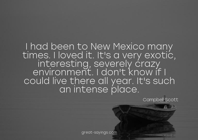 I had been to New Mexico many times. I loved it. It's a