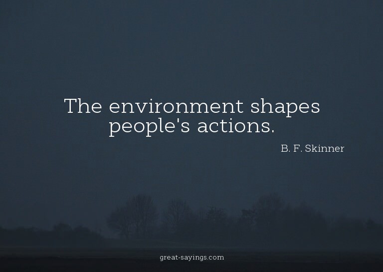 The environment shapes people's actions.

