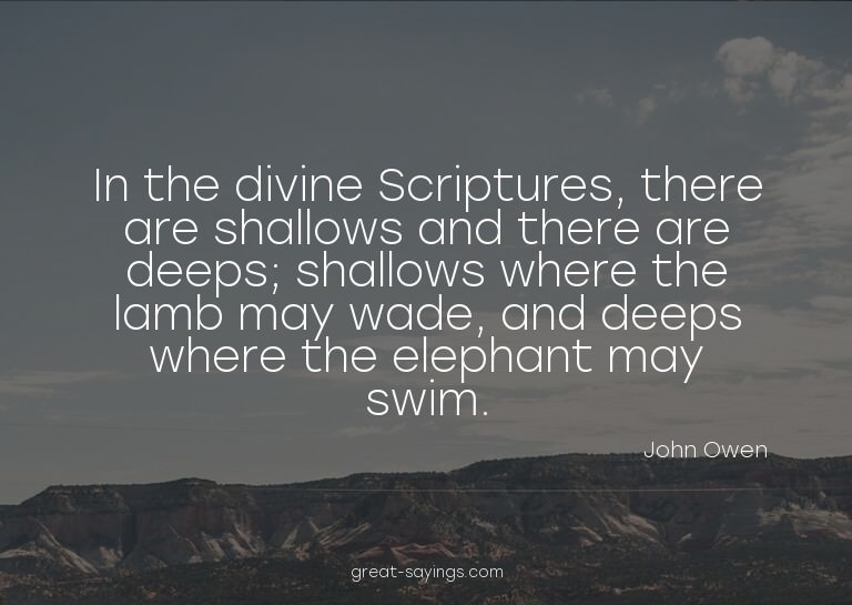 In the divine Scriptures, there are shallows and there