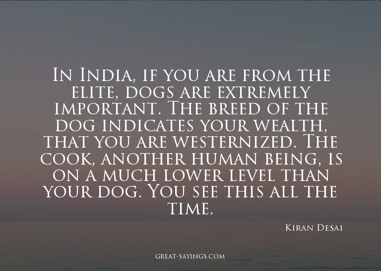 In India, if you are from the elite, dogs are extremely