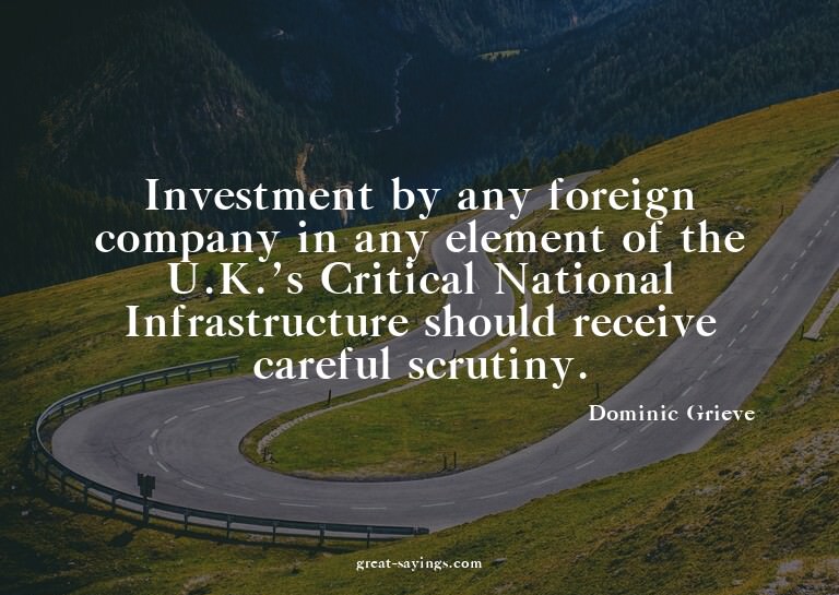 Investment by any foreign company in any element of the