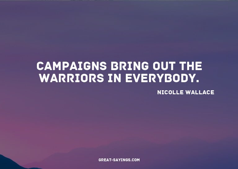 Campaigns bring out the warriors in everybody.

