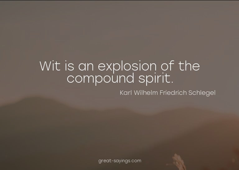 Wit is an explosion of the compound spirit.

