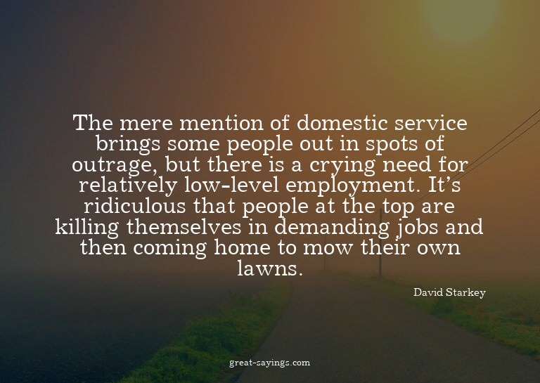 The mere mention of domestic service brings some people