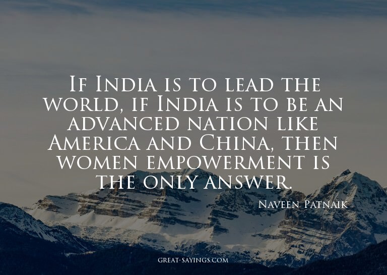 If India is to lead the world, if India is to be an adv