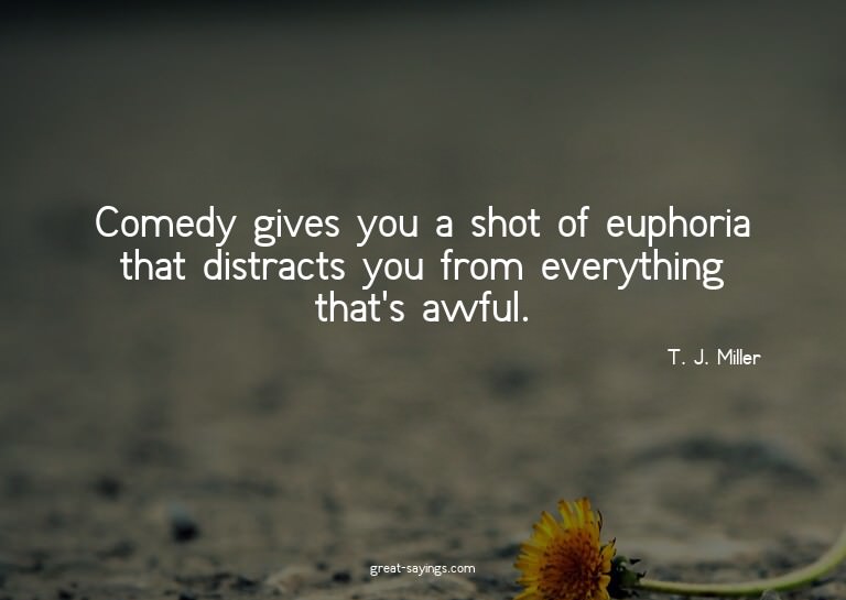 Comedy gives you a shot of euphoria that distracts you
