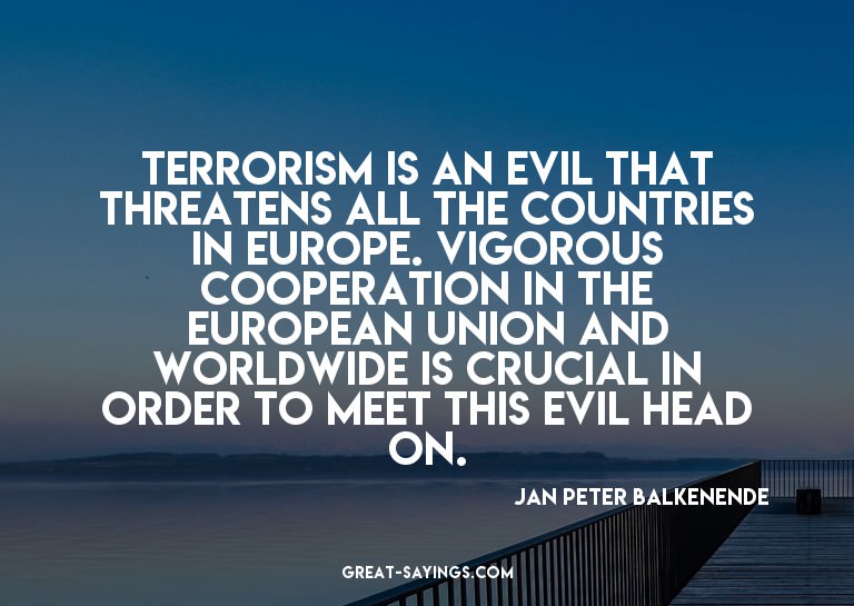 Terrorism is an evil that threatens all the countries i