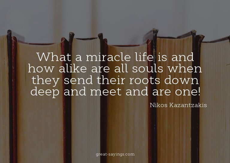 What a miracle life is and how alike are all souls when