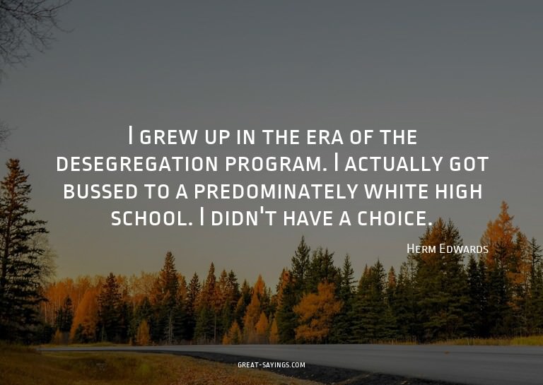 I grew up in the era of the desegregation program. I ac