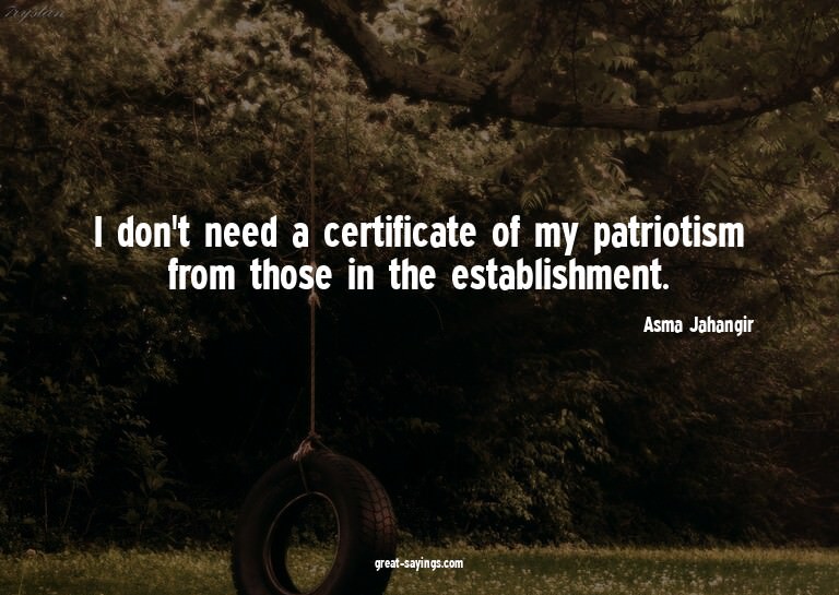 I don't need a certificate of my patriotism from those