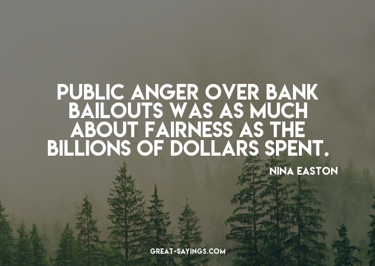 Public anger over bank bailouts was as much about fairn