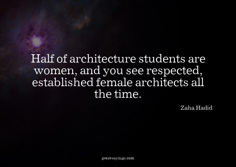 Half of architecture students are women, and you see re