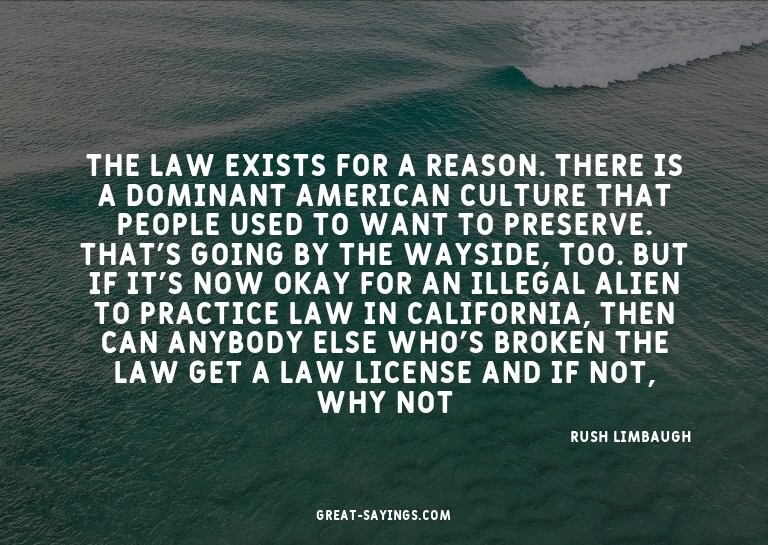The law exists for a reason. There is a dominant Americ