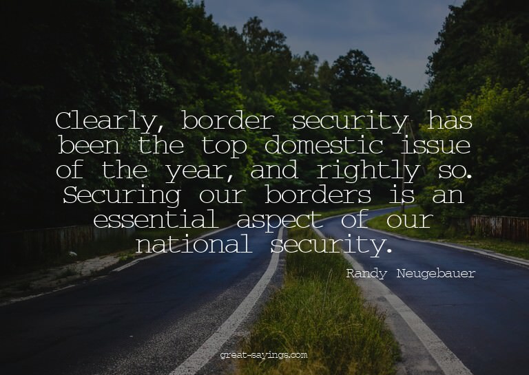 Clearly, border security has been the top domestic issu