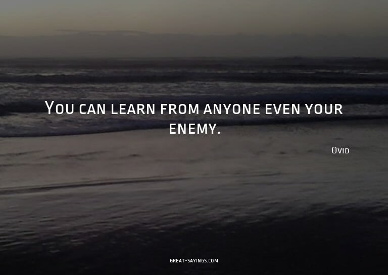 You can learn from anyone even your enemy.

