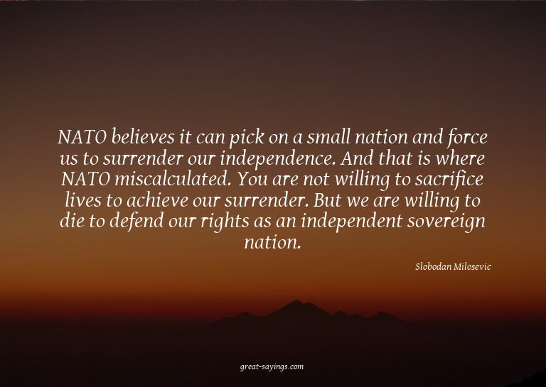 NATO believes it can pick on a small nation and force u