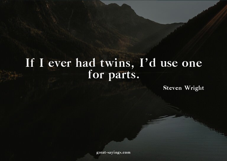 If I ever had twins, I'd use one for parts.

