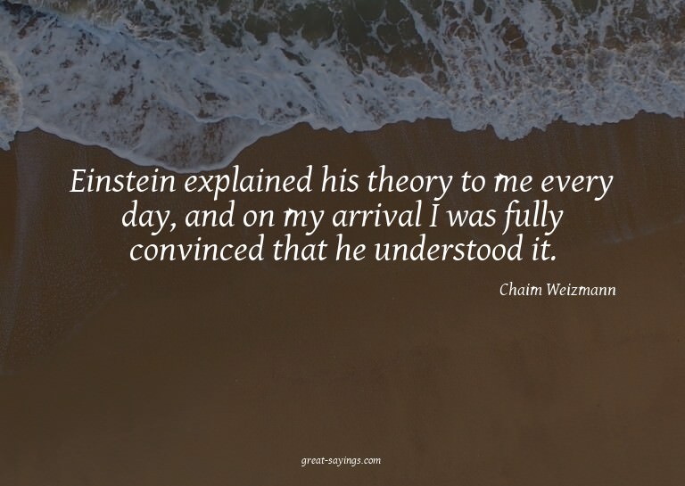 Einstein explained his theory to me every day, and on m