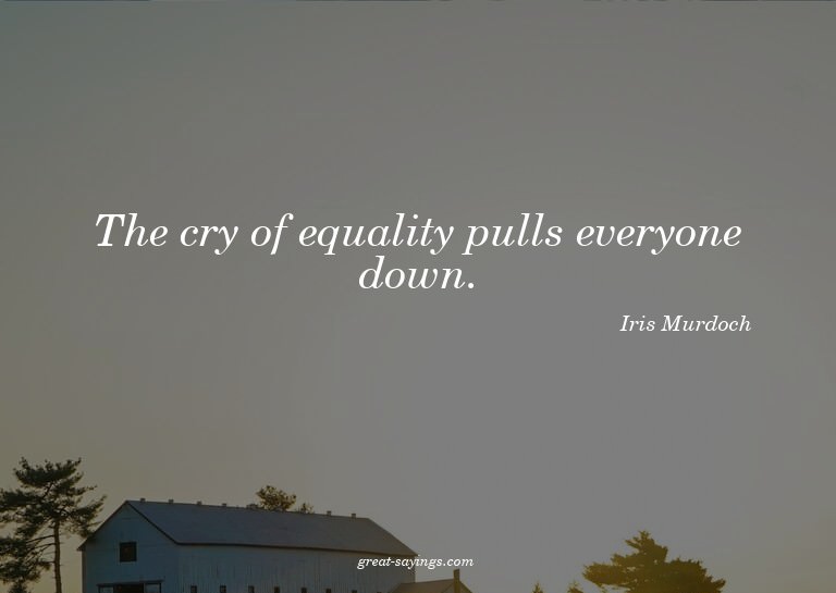 The cry of equality pulls everyone down.

