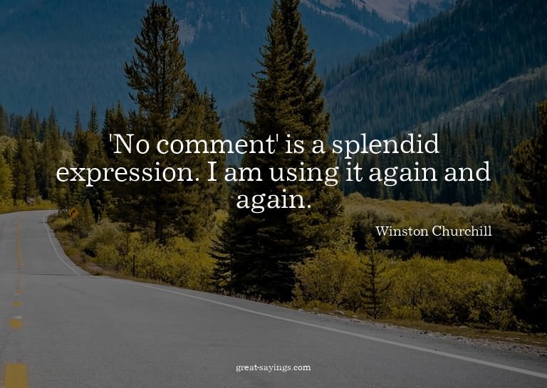 'No comment' is a splendid expression. I am using it ag