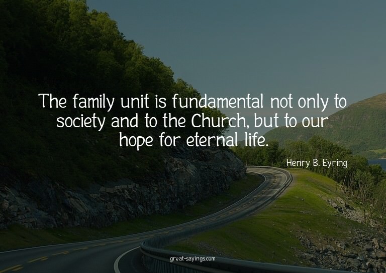 The family unit is fundamental not only to society and