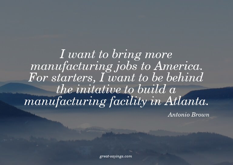 I want to bring more manufacturing jobs to America. For