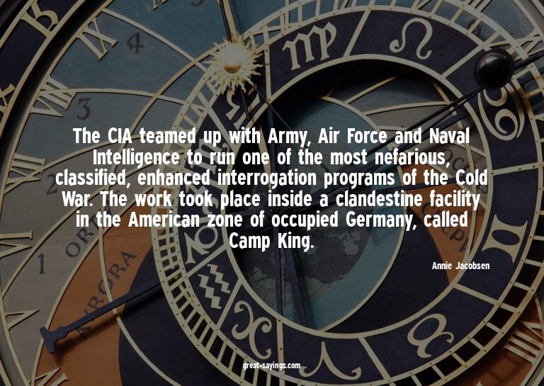 The CIA teamed up with Army, Air Force and Naval Intell