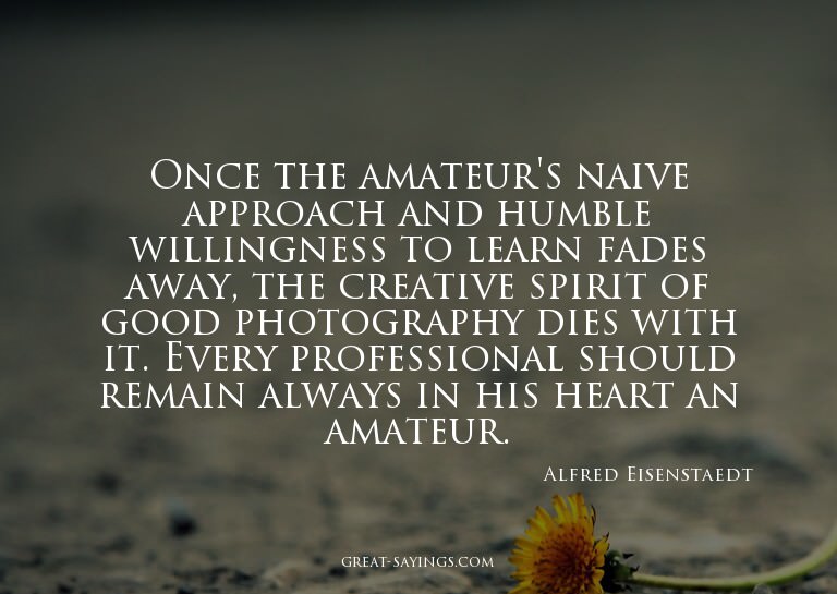 Once the amateur's naive approach and humble willingnes
