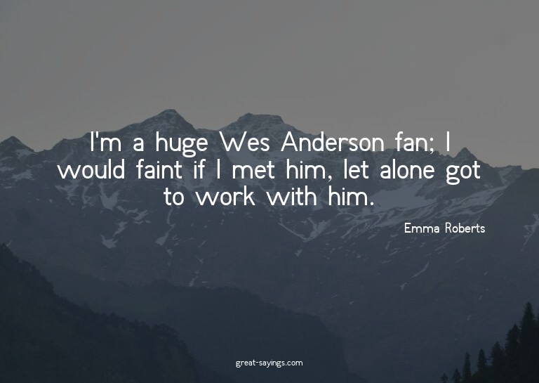 I'm a huge Wes Anderson fan; I would faint if I met him