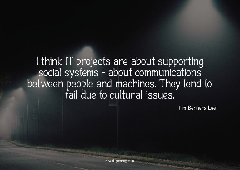 I think IT projects are about supporting social systems