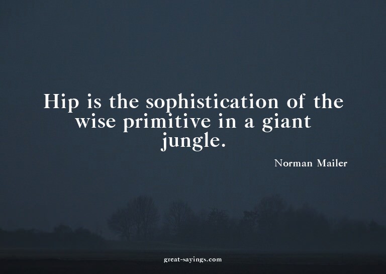 Hip is the sophistication of the wise primitive in a gi