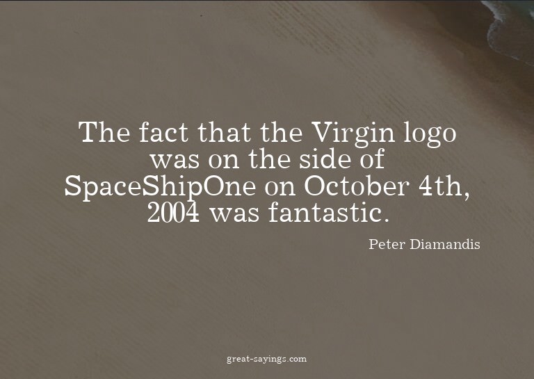 The fact that the Virgin logo was on the side of SpaceS
