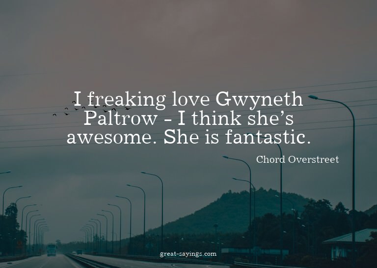 I freaking love Gwyneth Paltrow - I think she's awesome