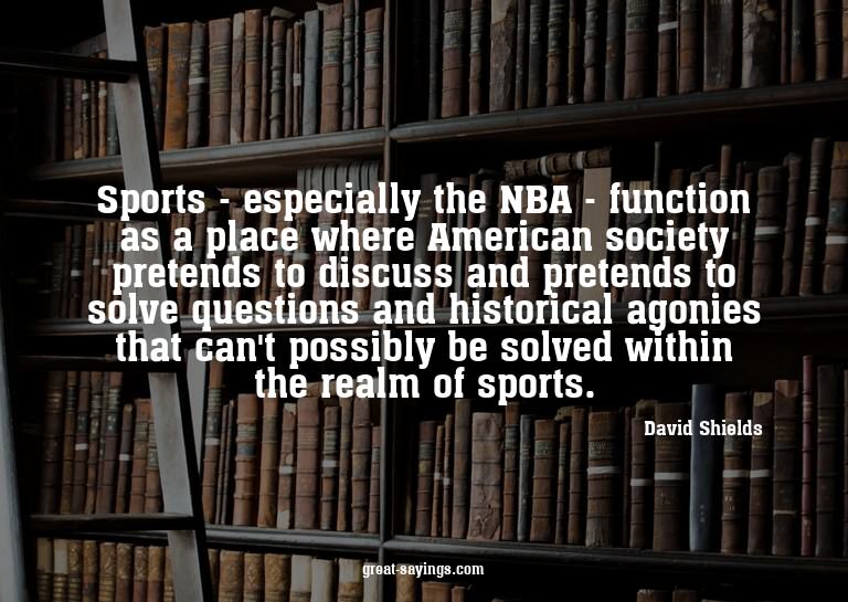Sports - especially the NBA - function as a place where