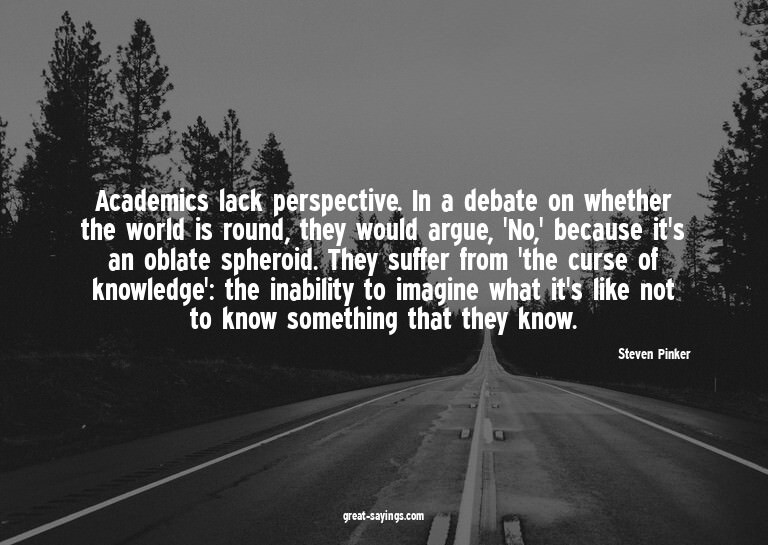 Academics lack perspective. In a debate on whether the