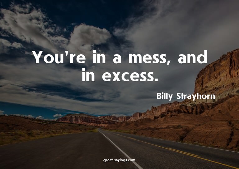 You're in a mess, and in excess.

