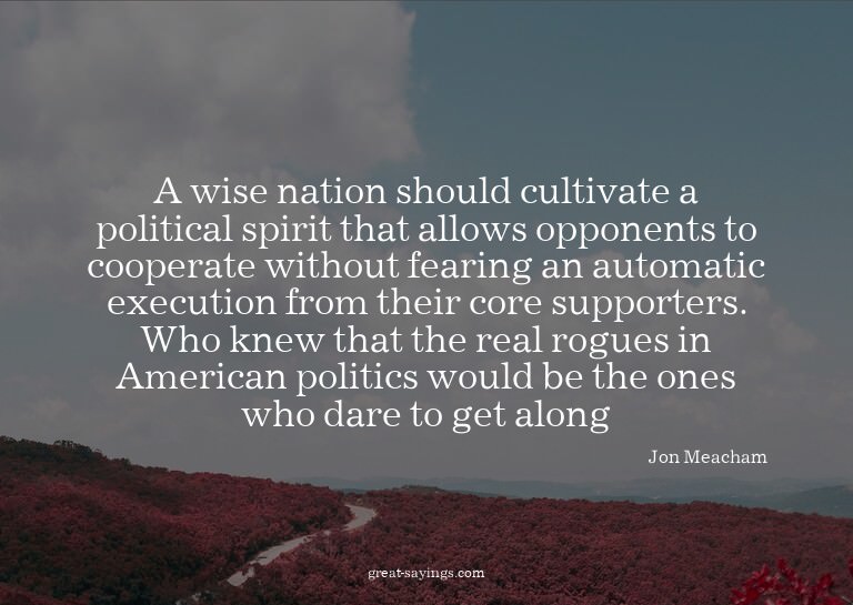 A wise nation should cultivate a political spirit that