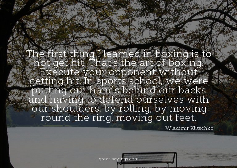 The first thing I learned in boxing is to not get hit.