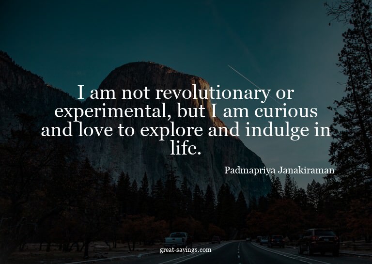 I am not revolutionary or experimental, but I am curiou