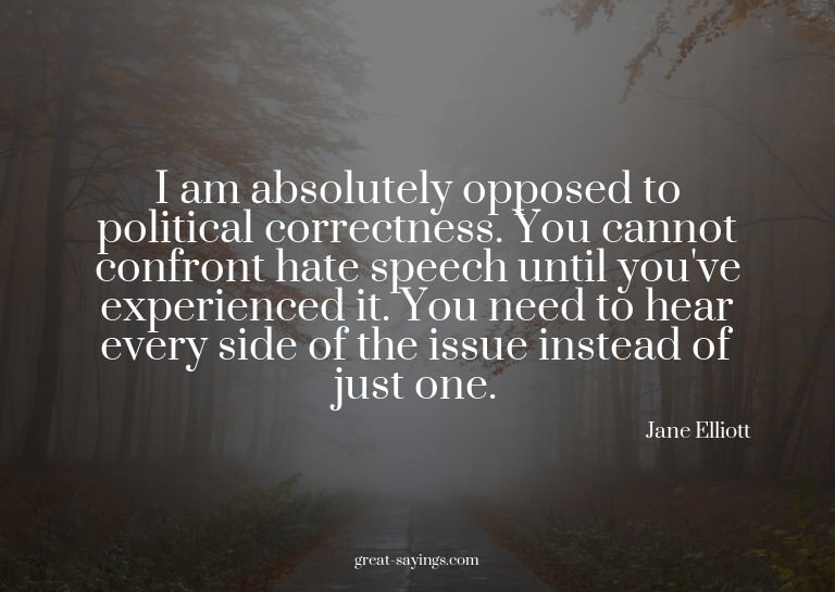 I am absolutely opposed to political correctness. You c