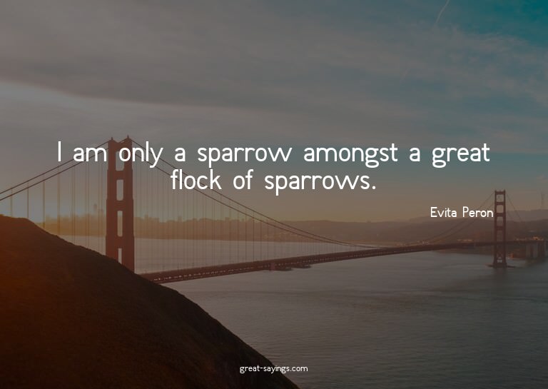 I am only a sparrow amongst a great flock of sparrows.

