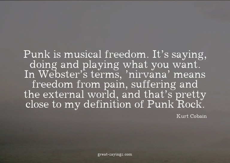 Punk is musical freedom. It's saying, doing and playing