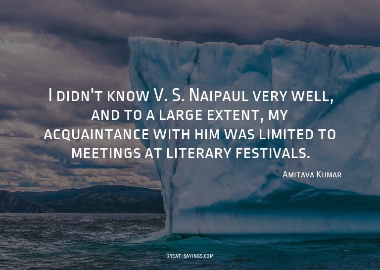 I didn't know V. S. Naipaul very well, and to a large e