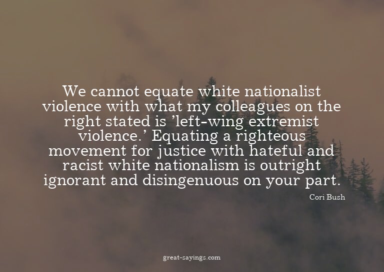 We cannot equate white nationalist violence with what m